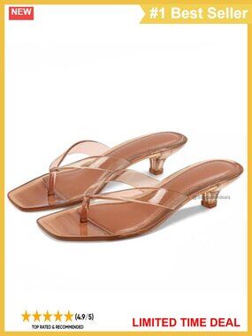 Kitten Heel Jelly Sandals Square Open Toe Slingback Summer Heels